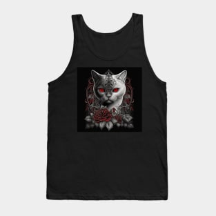 Demonic White British Shorthair Cat Tank Top